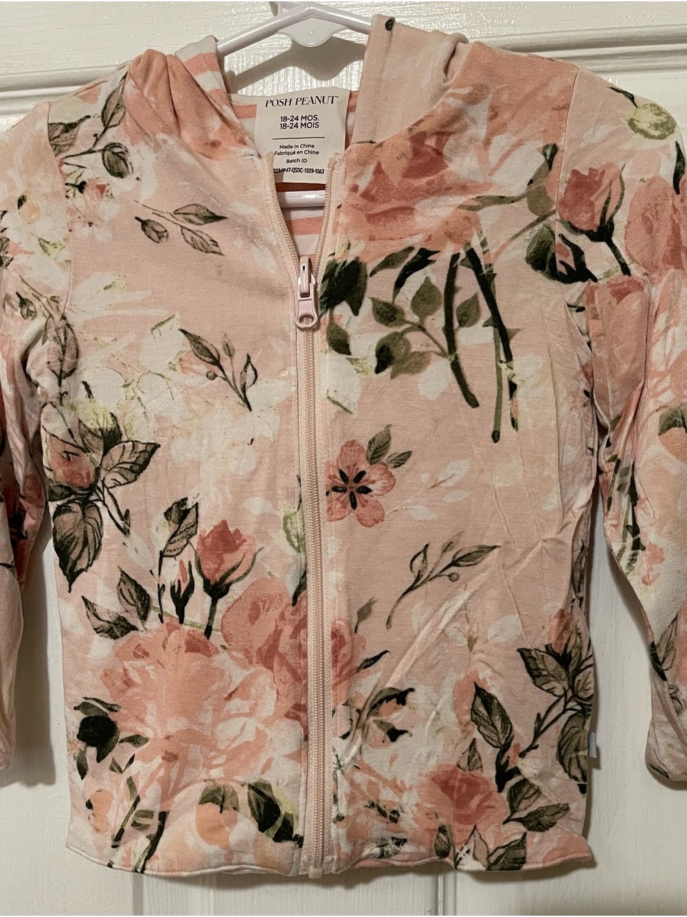 Posh Peanut Blush Floral Zip Hoodie